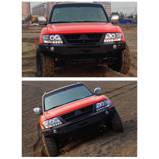 Μπροστινά Φανάρια Set Για Mitsubishi Pajero V60 00-06 Angel Eyes Μαύρα H7/H1 Manual Eagle Eyes