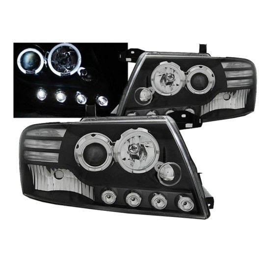 Μπροστινά Φανάρια Set Για Mitsubishi Pajero V60 00-06 Angel Eyes Μαύρα H7/H1 Manual Eagle Eyes
