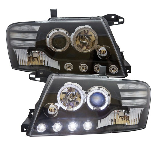 Μπροστινά Φανάρια Set Για Mitsubishi Pajero V60 00-06 Angel Eyes Μαύρα H7/H1 Manual Eagle Eyes