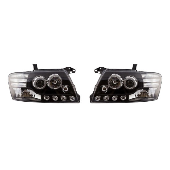 Μπροστινά Φανάρια Set Για Mitsubishi Pajero V60 00-06 Angel Eyes Μαύρα H7/H1 Manual Eagle Eyes