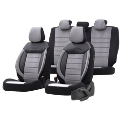 Καλύμματα Αυτοκινήτου Otom Comfortline Design Universal Sued / Rachel / Δερματίνη Σετ Εμπρός / Πίσω 11 Τεμαχίων Μαύρο - Γκρι CMF-206