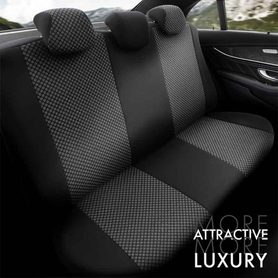 Καλύμματα Αυτοκινήτου Otom Attraction Design Universal Βαμβακερό Ύφασμα / Rachel Σετ Εμπρός / Πίσω 11 Τεμαχίων Μαύρο - Γκρι ATR-1301