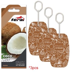 Σετ Αρωματικών Αυτοκινήτου Feral Fruity Collection Coconut 3 Τεμάχια Σετ Αρωματικών Αυτοκινήτου Feral Fruity Collection Coconut 3 Τεμάχια