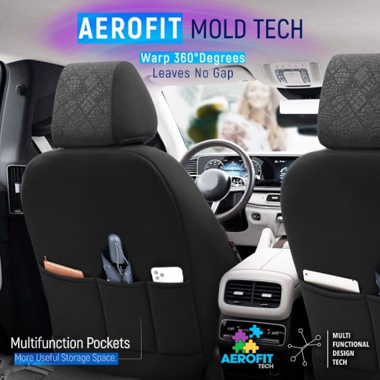 Καλύμματα Αυτοκινήτου Otom Pulse Design Universal Δερματίνη / Rachel Σετ Εμπρός / Πίσω 11 Τεμαχίων Μαύρο PLS-2901