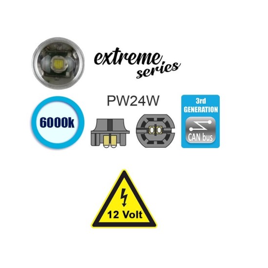 Λάμπα Led W24W 12volt 8 Led 8watt Canbus Λευκή 6000k 1 Τεμάχιο
