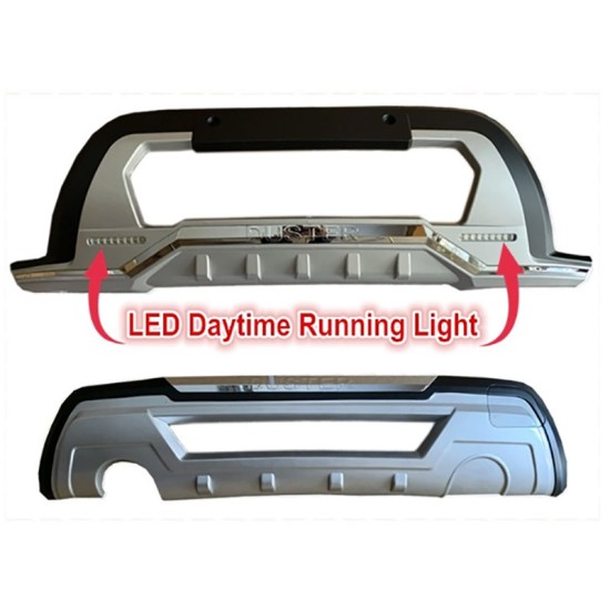 Skid Plates Προφυλακτήρων Body kit Για Εμπρός Και Πίσω Προφυλακτήρα Dacia Duster 2018+ Με DRL 2 Τεμάχια