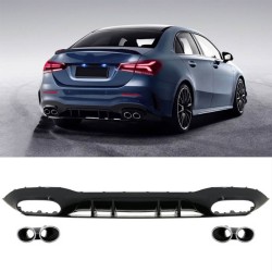 Diffuser Πίσω Προφυλακτήρα Για Mercedes-Benz A-Class W177 19+ Sedan Amg Look Με Μπούκες Χρωμίου Diffuser Πίσω Προφυλακτήρα Για Mercedes-Benz A-Class W177 19+ Sedan Amg Look Με Μπούκες Χρωμίου