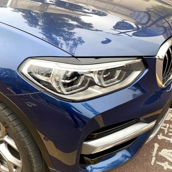 Φρυδάκια Μπροστινών Φαναριών Για Bmw X3 G01 & X4 G02 2018+ Βαμμένα Μάυρο Γυαλιστερό Χρώμα 2 Τεμάχια