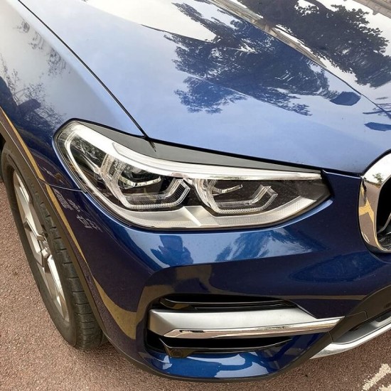 Φρυδάκια Μπροστινών Φαναριών Για Bmw X3 G01 & X4 G02 2018+ Βαμμένα Μάυρο Γυαλιστερό Χρώμα 2 Τεμάχια