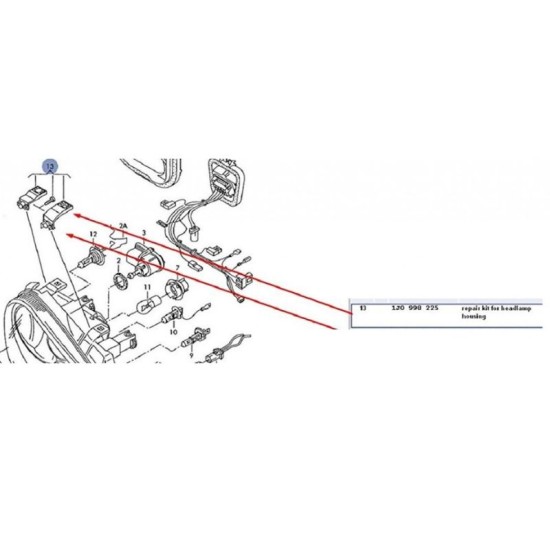 Βάσεις Επισκευής Δεξιού Φαναριού Για VW Golf IV (4) 98-03