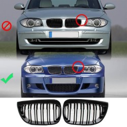 Καρδιές Μάσκας Για Bmw 1 E87 04-07 M4 Look Με 12 Διπλές Γρίλιες Μαύρο Γυαλιστερό 2 Τεμάχια Καρδιές Μάσκας Για Bmw 1 E87 04-07 M4 Look Με 12 Διπλές Γρίλιες Μαύρο Γυαλιστερό 2 Τεμάχια