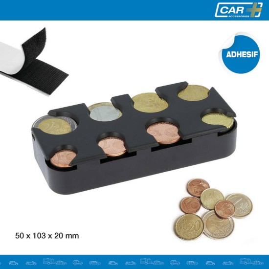 Κερματοθήκη Αυτοκινήτου Car+ Μαύρη 50x103x20mm EURO200