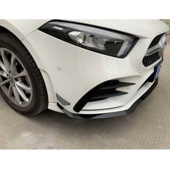 Splitters Μπροστινού Προφυλακτήρα Για Mercedes-Benz A-Class W177 19+ Amg Line Έκδοση Γυαλιστερό Μαύρο 7 Τεμάχια