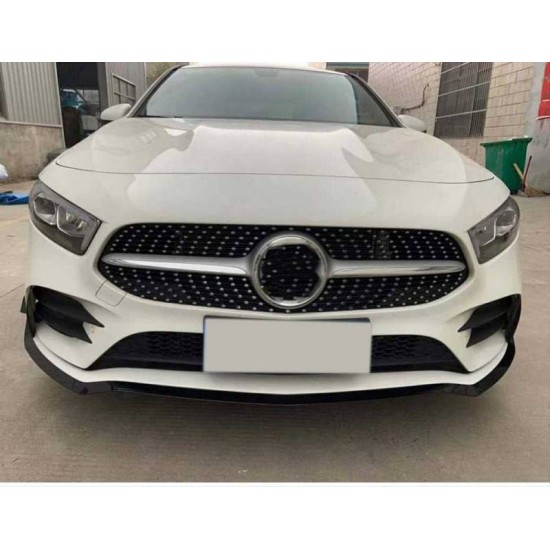 Splitters Μπροστινού Προφυλακτήρα Για Mercedes-Benz A-Class W177 19+ Amg Line Έκδοση Γυαλιστερό Μαύρο 7 Τεμάχια