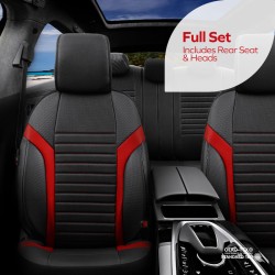 Καλύμματα Αυτοκινήτου Otom Coral Design Universal Full Δερματίνη Σετ Εμπρός / Πίσω 11 Τεμαχίων Μαύρο / Κόκκινο CRΑL-104