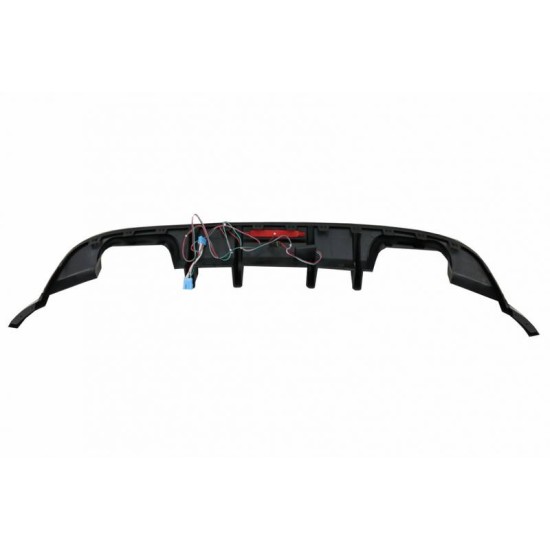 Diffuser Πίσω Προφυλακτήρα Για VW Golf VII (7.5) 17-20 Facelift R-Look Μαύρο Γυαλιστερό Με Led Στοπάκι