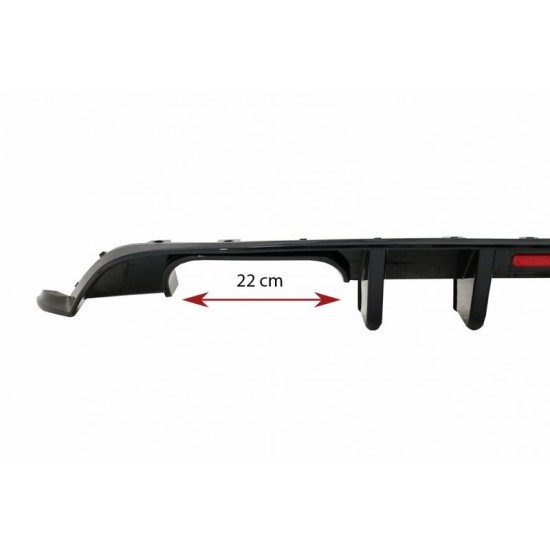 Diffuser Πίσω Προφυλακτήρα Για VW Golf VII (7.5) 17-20 Facelift R-Look Μαύρο Γυαλιστερό Με Led Στοπάκι