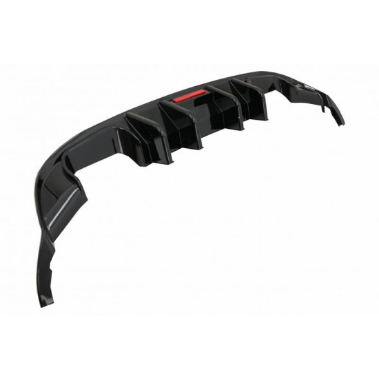 Diffuser Πίσω Προφυλακτήρα Για VW Golf VII (7.5) 17-20 Facelift R-Look Μαύρο Γυαλιστερό Με Led Στοπάκι