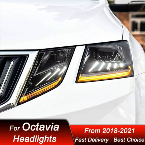 Μπροστινά Φανάρια Set Για Skoda Octavia mk3 2017-2022 DRL Μαύρα Carner