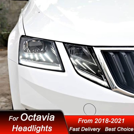 Μπροστινά Φανάρια Set Για Skoda Octavia mk3 2017-2022 DRL Μαύρα Carner