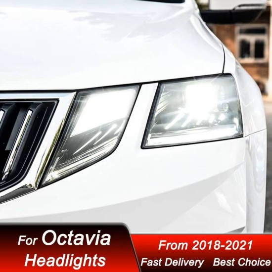 Μπροστινά Φανάρια Set Για Skoda Octavia mk3 2017-2022 DRL Μαύρα Carner