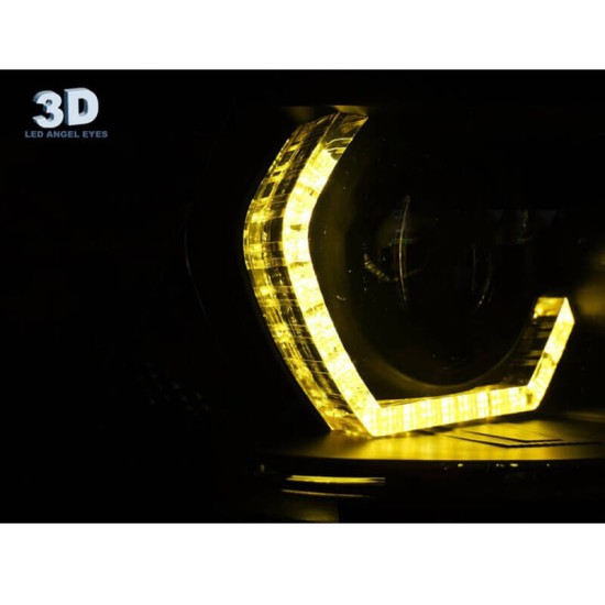 Μπροστινά Φανάρια Set Για Bmw 3 F30 / F31 11-15 3D Κίτρινο Angel Eyes Μαύρα H7/H7 Με Μοτέρ Sonar