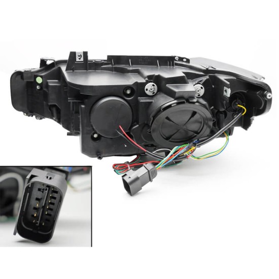 Μπροστινά Φανάρια Set Για Bmw 3 F30 / F31 11-15 3D Κίτρινο Angel Eyes Μαύρα H7/H7 Με Μοτέρ Sonar