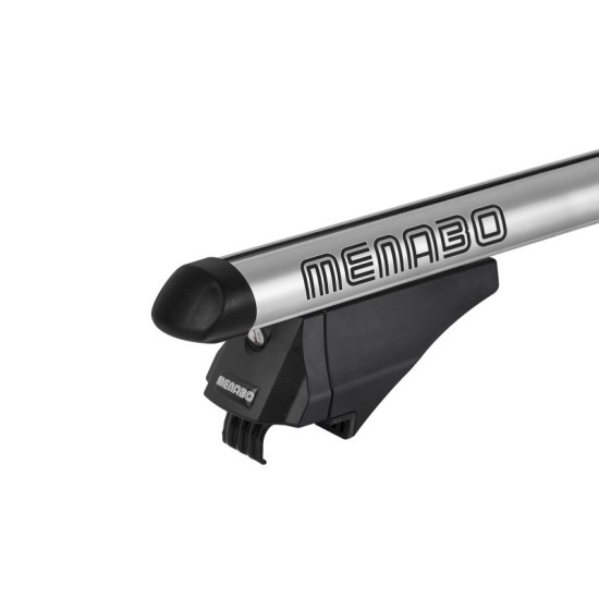 Μπάρες Οροφής Αλουμινίου Universal Menabo Tiger XL 132cm Railing System Σετ Με Πόδια Και Κλειδαριά Ασημί 2 Τεμάχια