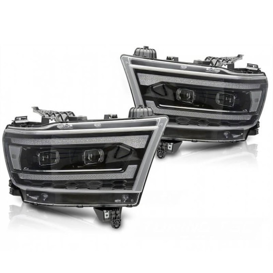 Μπροστινά Φανάρια Set Για Dodge Ram 19-22 TRU DRL Lights Μαύρα Full Led Manual Sonar
