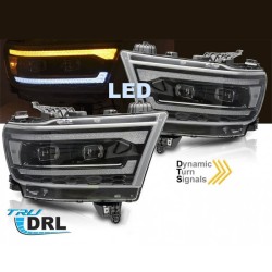 Μπροστινά Φανάρια Set Για Dodge Ram 19-22 TRU DRL Lights Μαύρα Full Led Manual Sonar