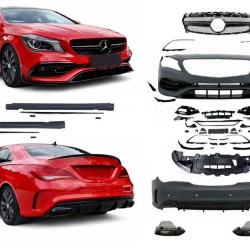 Body kit Για Mercedes-Benz CLA C117 W117 (2013-2018) Facelift Amg CLA45 Look Black Edition Με Μάσκα & Μπούκες Μαύρες