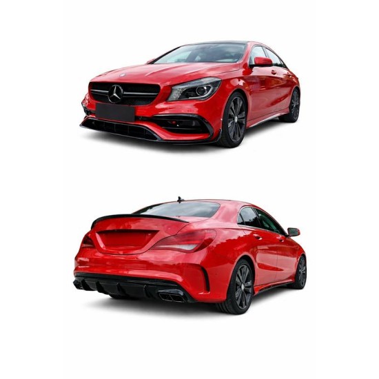 Body kit Για Mercedes-Benz CLA C117 W117 (2013-2018) Facelift Amg CLA45 Look Black Edition Με Μάσκα & Μπούκες Μαύρες