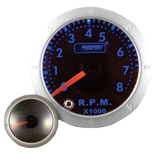 Στροφόμετρο R.P.M. Prosport Diamond Mirror Look Φιμέ 52mm 90 Μοίρες Με 7 Χρώματα