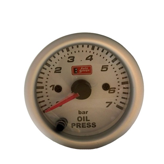 Όργανο Πίεσης Λαδιού Auto Gauge Λευκό 52mm Με 7 Χρώματα