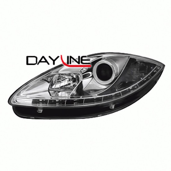 Μπροστινά Φανάρια Set Για Seat Leon 1P 05-09 DRL Χρωμίου H1/H1 Sonar