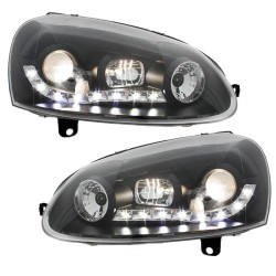 Μπροστινά Φανάρια Set Για Vw Golf V (5) 03-08 DRL Μαύρα H1/H1 Με Μοτέρ JunYan Μπροστινά Φανάρια Set Για Vw Golf V (5) 03-08 DRL Μαύρα H1/H1 Με Μοτέρ JunYan
