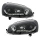 Μπροστινά Φανάρια Set Για Vw Golf V (5) 03-08 DRL Μαύρα H1/H1 Με Μοτέρ JunYan