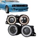 Μπροστινά Φανάρια Set Για Bmw 3 E30 82-94 Angel Eyes Μαύρα Με Σταυρό H1/H1 Manual Depo