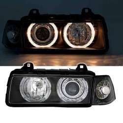 Μπροστινά Φανάρια Set Για Bmw 3 E36 92-98 Coupe/Cabrio Angel Eyes Μαύρα H7/H7 Depo Μπροστινά Φανάρια Set Για Bmw 3 E36 92-98 Coupe/Cabrio Angel Eyes Μαύρα H7/H7 Depo