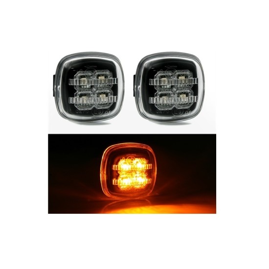 Πλαϊνά Φλας Φτερού Για Audi A3 8L 96-00 / A4 B5 94-98 / Skoda Octavia 97-04 / Fabia 00-04 Τετράγωνα Led Black 2 Τεμάχια