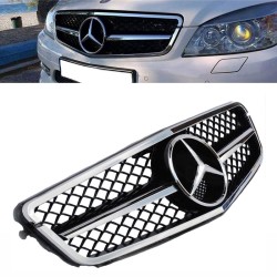 Μάσκα Για Mercedes-Benz C-Class W204 07-14 Amg C63 Look Με Μονή Γρίλια Μαύρο/Χρώμιο 1 Τεμάχιο