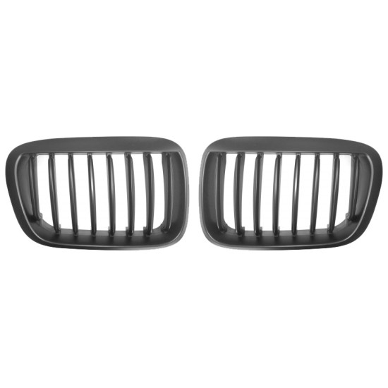 Καρδιές Μάσκας Για Bmw 3 E46 99-01 Sedan/Touring/Compact Μαύρο Ματ Με 8 Γραμμές 2 Τεμάχια