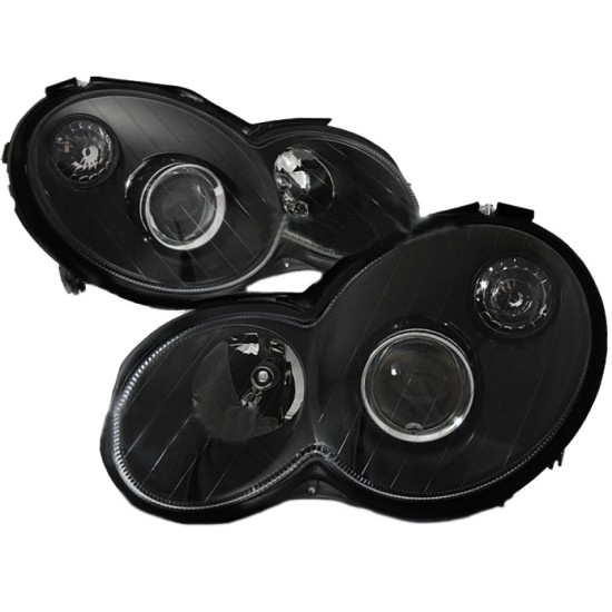 Μπροστινά Φανάρια Set Για Mercedes-Benz CL203 SportsCoupe 00-04 Projectors Μαύρα H7/H7 Με Ρυθμιστή Αέρος Depo