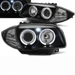 Μπροστινά Φανάρια Set Για Bmw 1 E87/E88/E81/E82 04-11 Angel Eyes & Led Μαύρα Sonar Μπροστινά Φανάρια Set Για Bmw 1 E87/E88/E81/E82 04-11 Angel Eyes & Led Μαύρα Sonar