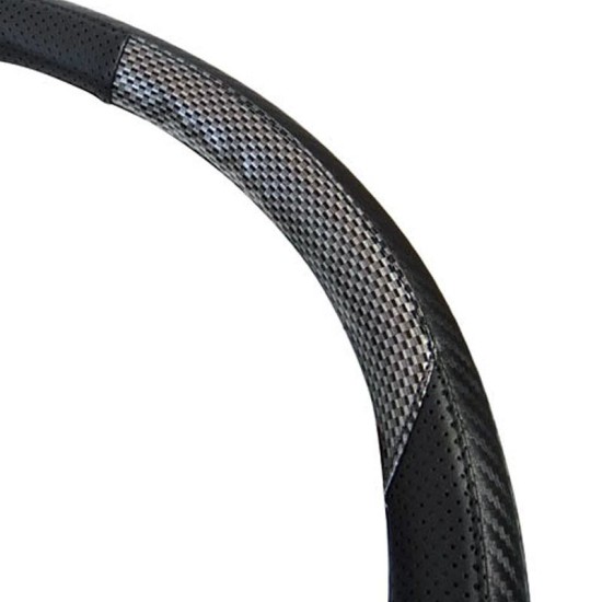 Κάλυμμα Τιμονιού Αυτοκινήτου Δερματίνη X-Treme Sport Μαύρο-Carbon Medium 38cm