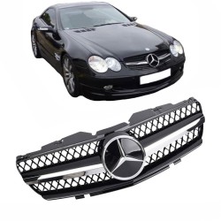 Μάσκα Για Mercedes-Benz SL-Class R230 01-06 Amg Look Με Μονή Γρίλια Μαύρο/Χρώμιο 1 Τεμάχιο