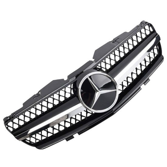 Μάσκα Για Mercedes-Benz SL-Class R230 01-06 Amg Look Με Μονή Γρίλια Μαύρο/Χρώμιο 1 Τεμάχιο