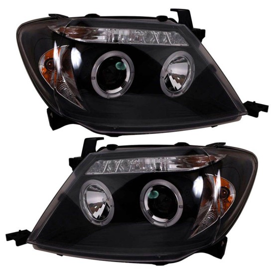Μπροστινά Φανάρια Set Για Toyota Hilux 05-11 Angel Eyes & Led Black H1/H1 Manual Sonar