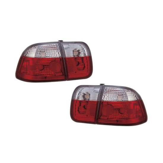 Πισινά Φανάρια Set Για Honda Civic 96-01 4D Κόκκινο/Crystal Sonar