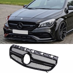Μάσκα Για Mercedes-Benz A-Class W176 12-15 Amg Look Με Μονή Γρίλια Γυαλιστερό Μαύρο 1 Τεμάχιο